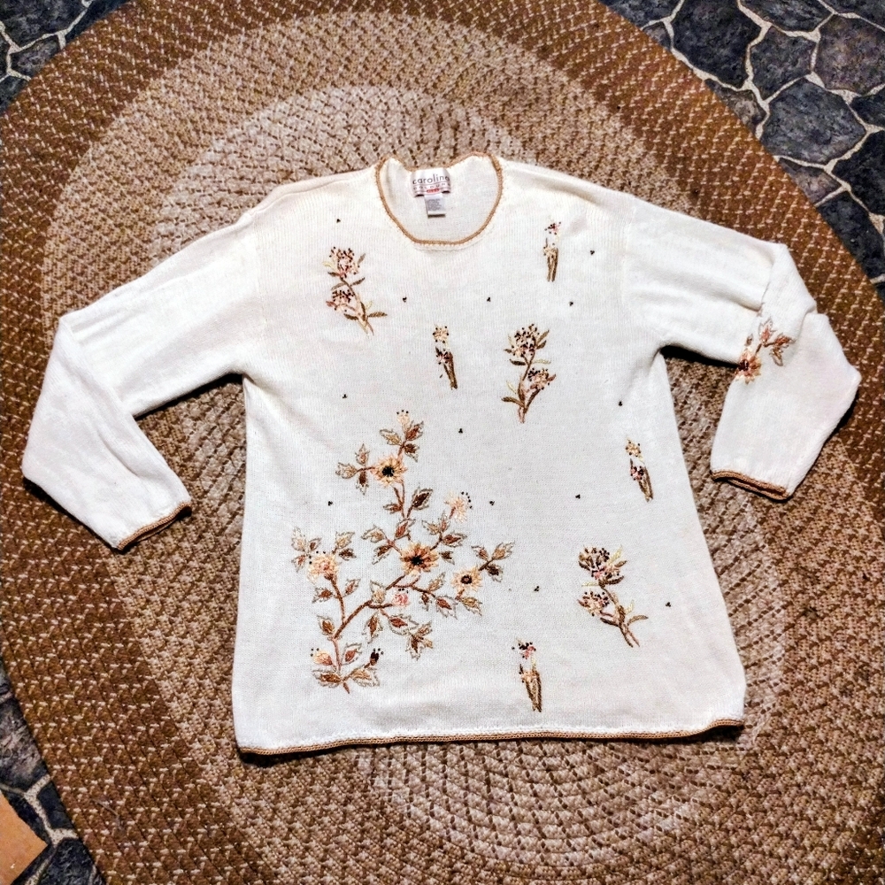 Carolina Colours Plus Size Embroidered Women's Sweater VINTAGE